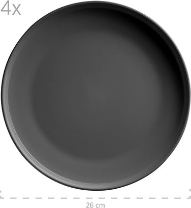 Серия MSER Alenia, набор посуды на 4 персоны в современном скандинавском дизайне, комбинированный сервиз из 16 предметов из керамики серого цвета, керамогранит
