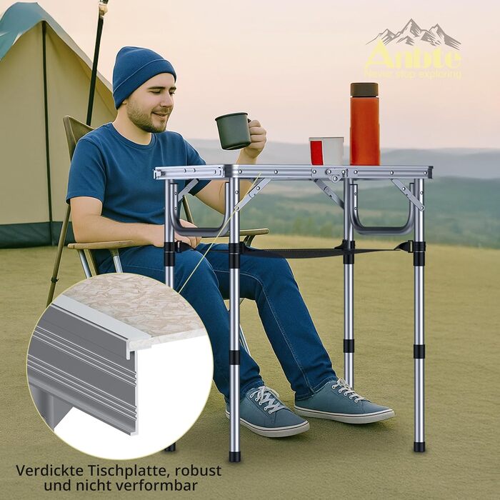 Складной кемпинговый столик 60 x 40 см белый Anbte