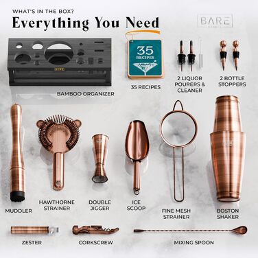 Набір для коктейлів 16 предметів мідний Bare Barrel
