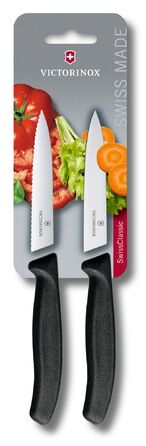 Набір кухонний Victorinox SwissClassic Paring Set 2 ножа 10см з чорн. ручкою (блістер)