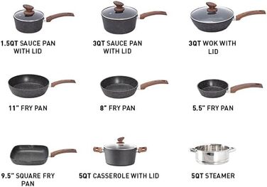 Набір кухонного посуду, 30 предметів, чорний Kitchen Academy